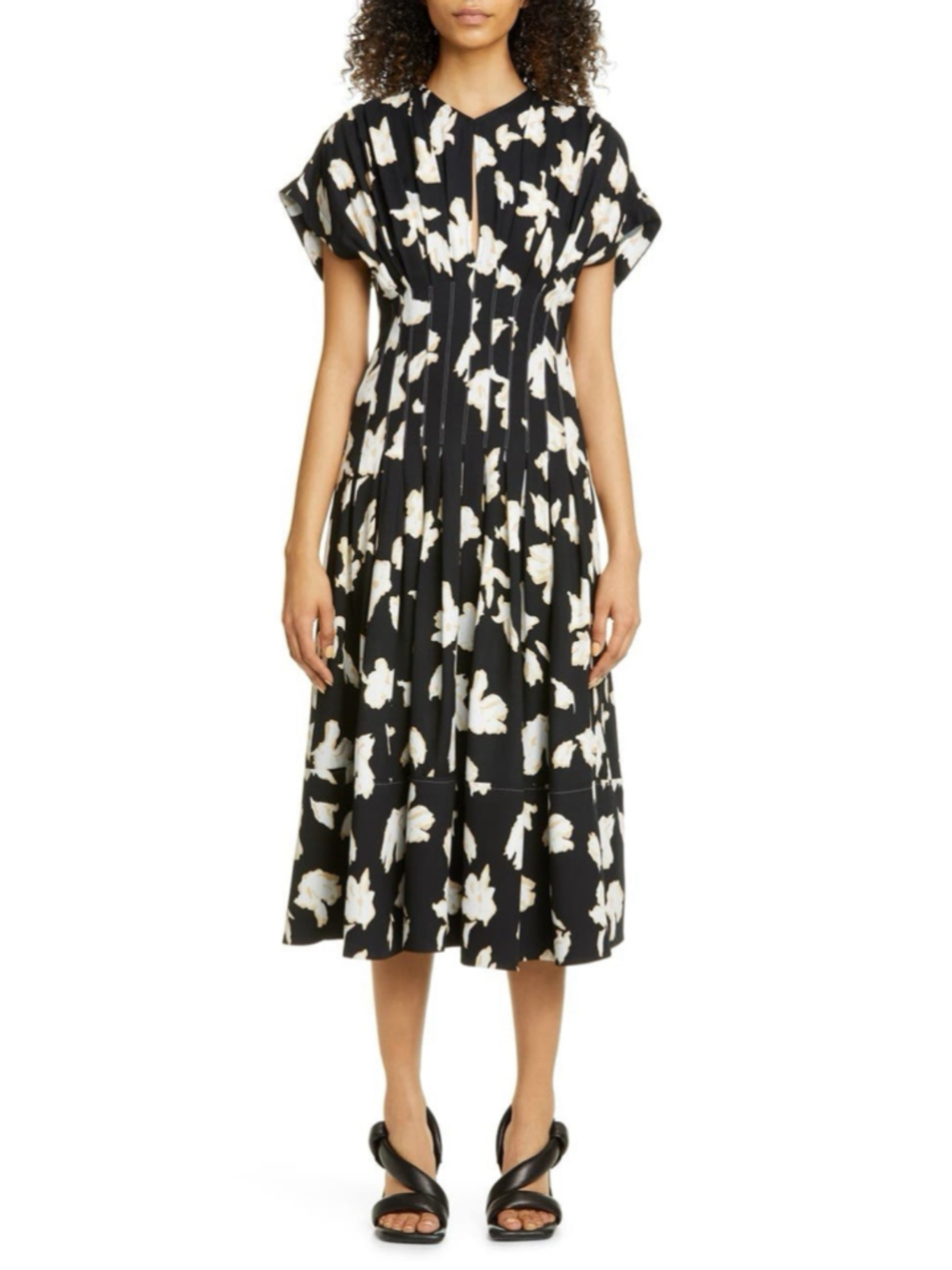 Proenza Schouler Black Label Iris Floral Pintuck Georgette Midi Dress Poland 6